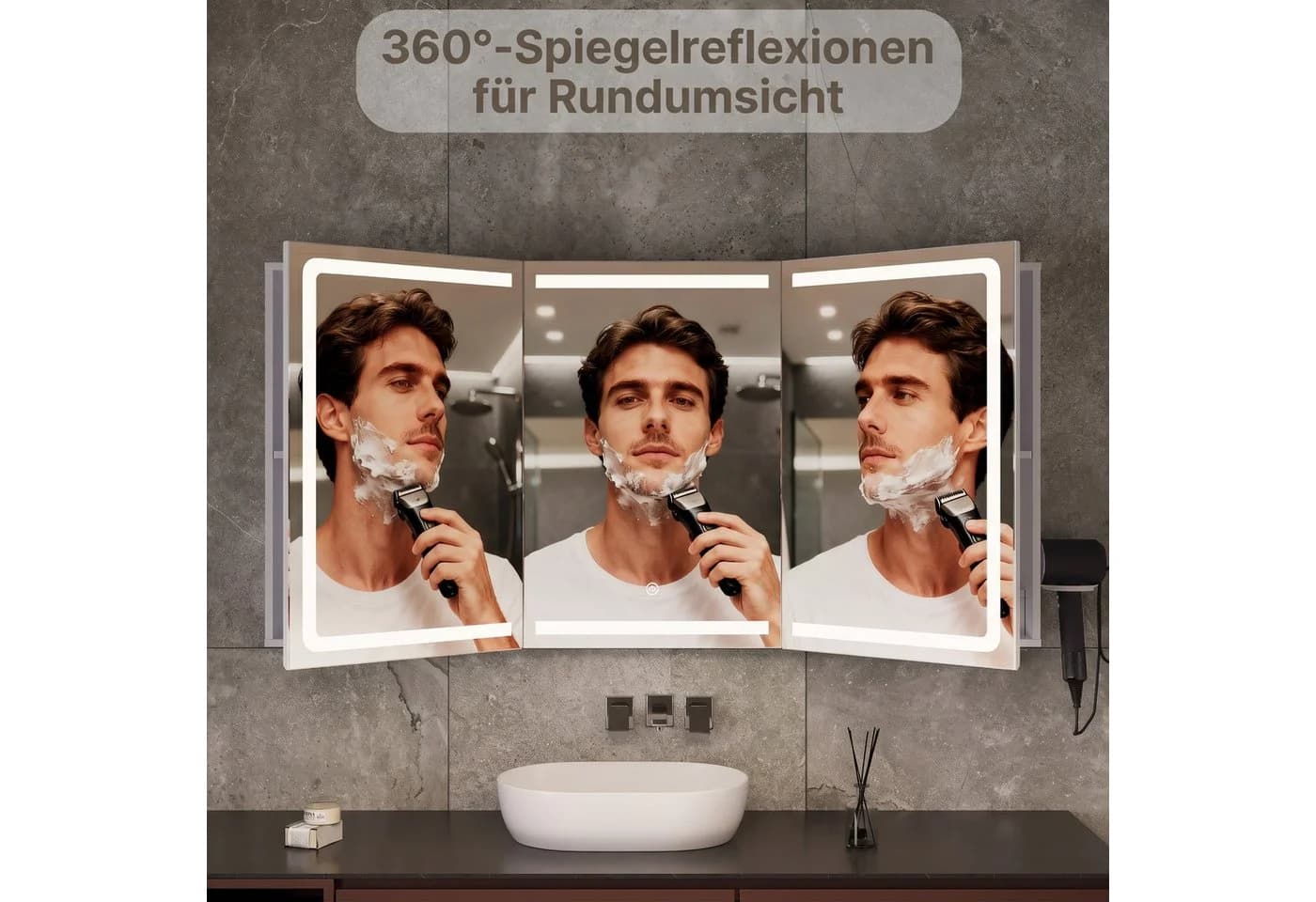 Bealife Spiegelschrank mit LED-Beleuchtung und drei Spiegeln - Bild 4
