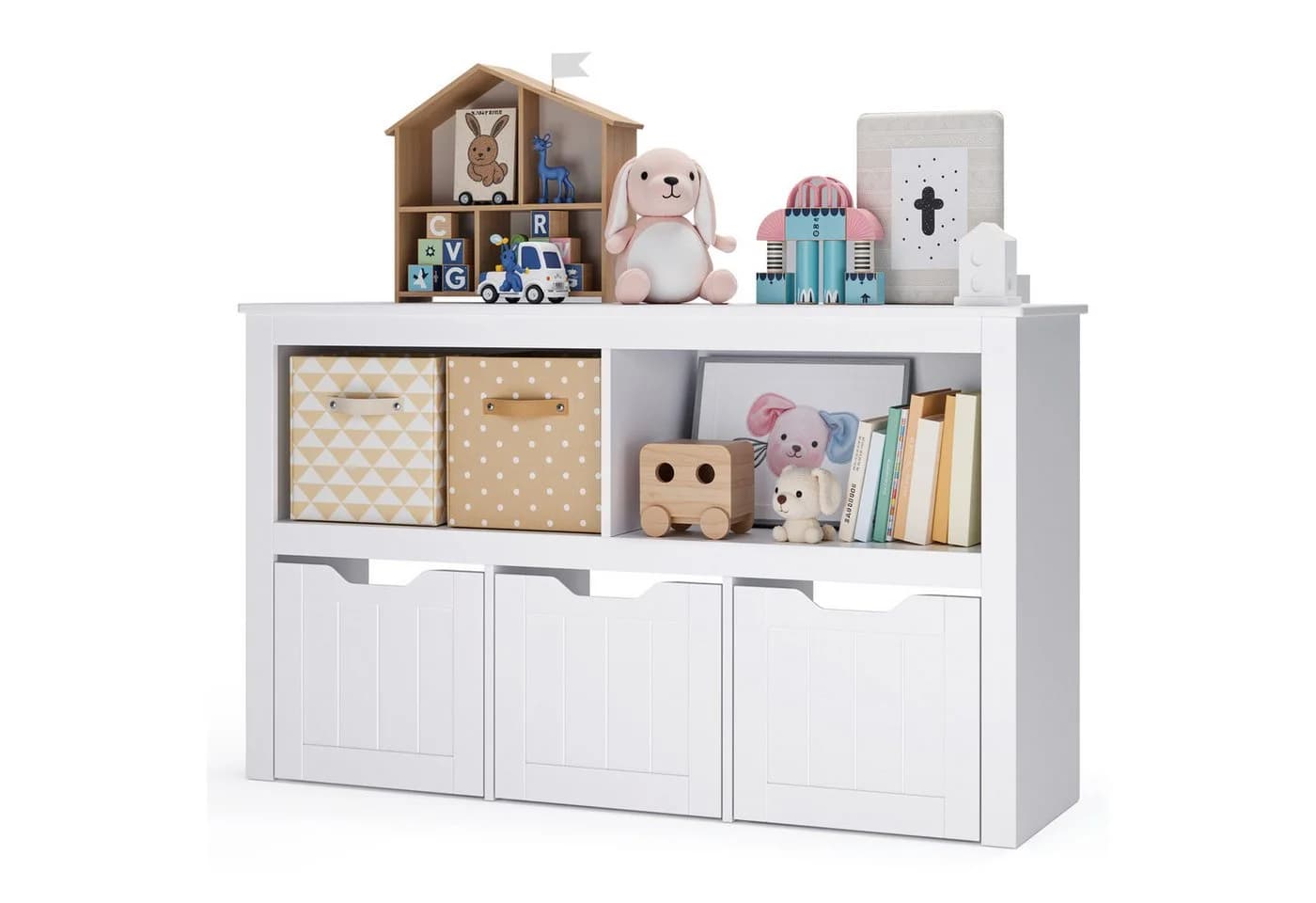 Blishom Spielzeugtruhe Kinderregal Weiß mit 3 Rollboxen - Bild 2