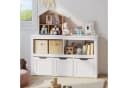 Blishom Spielzeugtruhe Kinderregal Weiß mit 3 Rollboxen Bild 3
