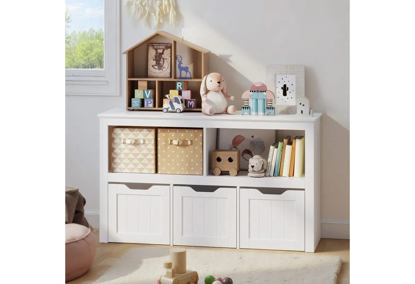 Blishom Spielzeugtruhe Kinderregal Weiß mit 3 Rollboxen - Bild 3