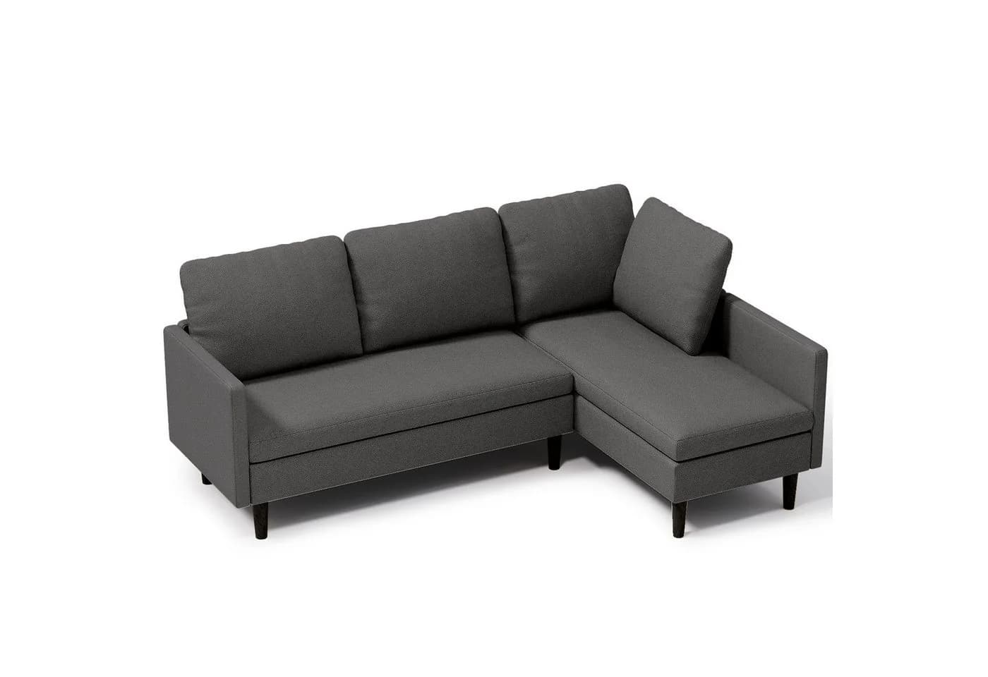 Blishom Ecksofa 3-Sitzer mit Récamiere Grau/Weiß Frottee - Bild 2