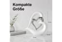 SURFOU Dekofigur Doppelherz-Ornament Keramik Weiß/Silber Bild 1