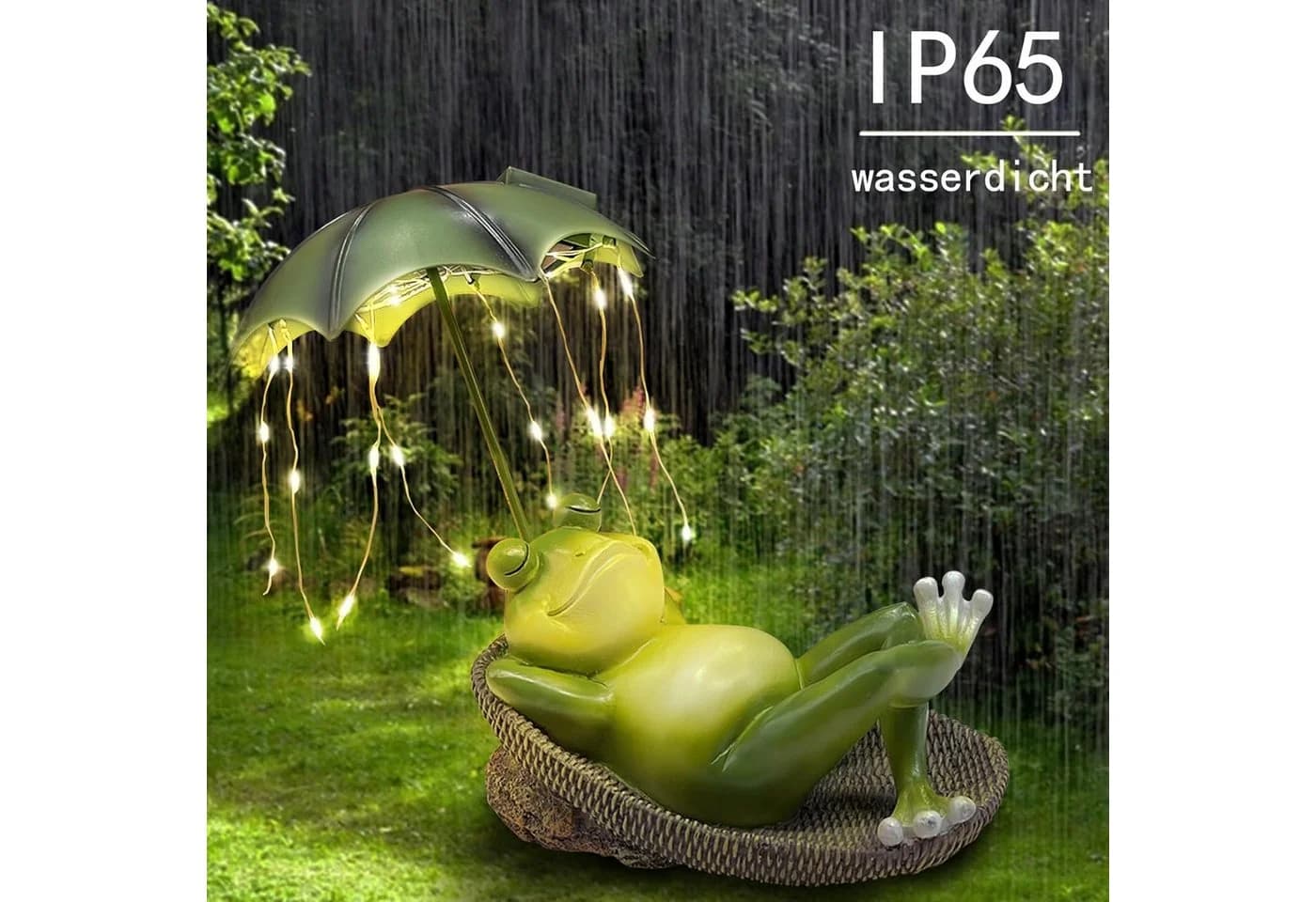 FANNOU Gartenfigur Frosch mit Solarlicht Grün Harz - Bild 3