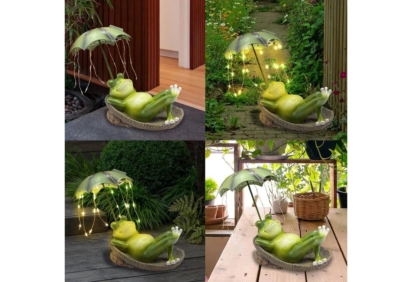 FANNOU Gartenfigur Frosch mit Solarlicht Grün Harz - Bild 4