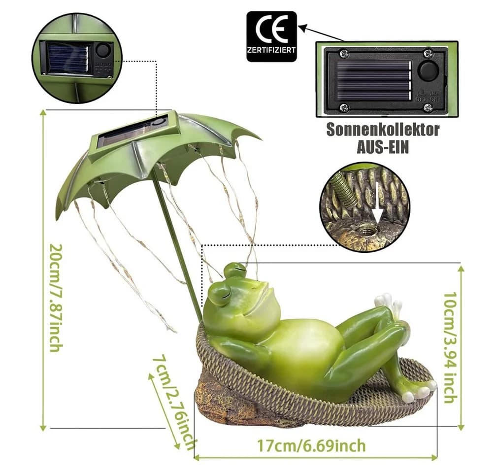 FANNOU Gartenfigur Frosch mit Solarlicht Grün Harz - Bild 5