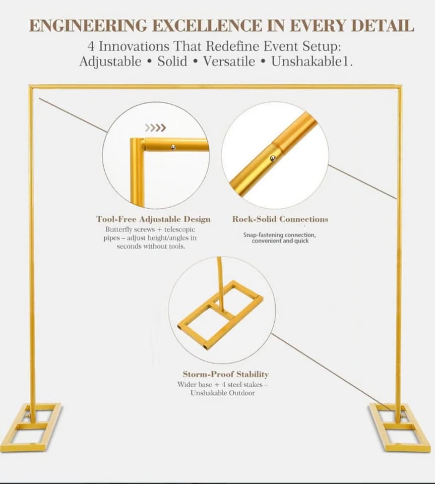 FANNOU Hochzeitsbogen Metall Gold Wabendekoration - Bild 3