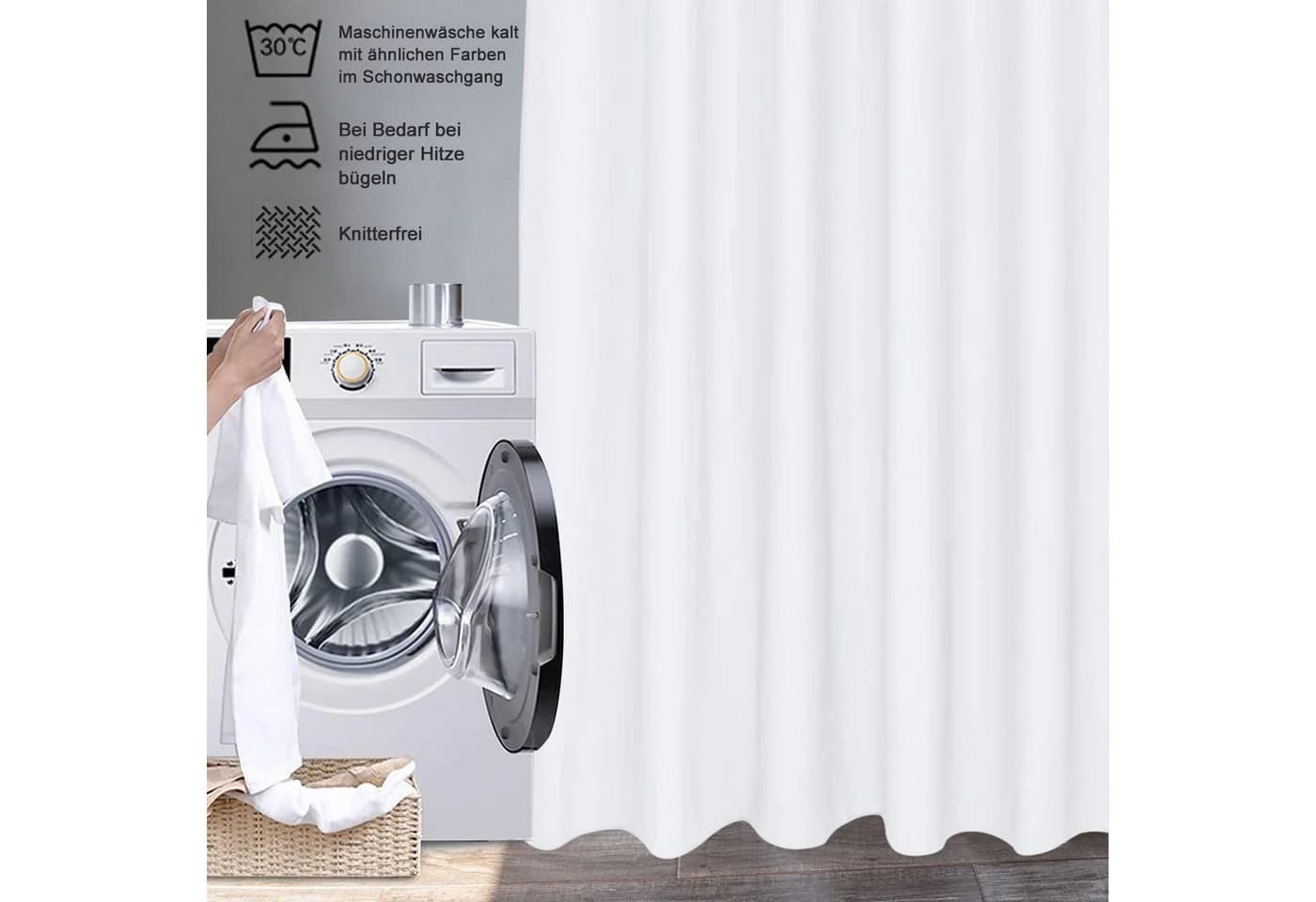 FANNOU Duschvorhang Wasserdicht Anti-Schimmel mit Haken - Bild 5