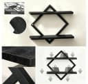 FANNOU Rautenförmiges Wandregal Schwarz 2 Ebenen Holz Metall Bild 4