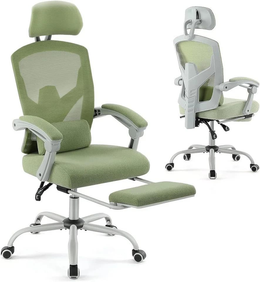 DUMOS Bürostuhl Ergonomisch Schreibtischstuhl Komfortarmlehnen Fußstütze Office Chair, Höhenverstellbarer Sitz mit Fußstütze - Bild 2