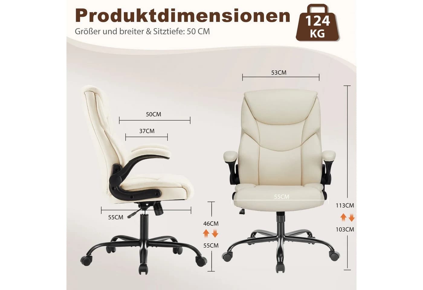 DUMOS Chefsessel Ergonomisch Weiß Bürostuhl