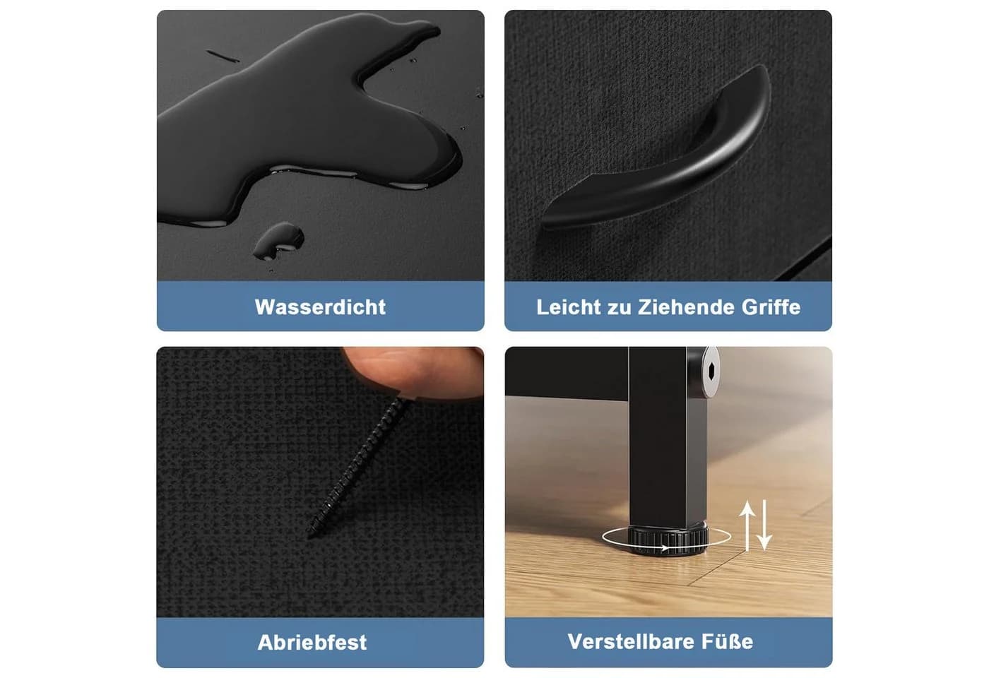 DUMOS Stoffschrank Kommode 8 Schubladen Schwarz - Bild 5