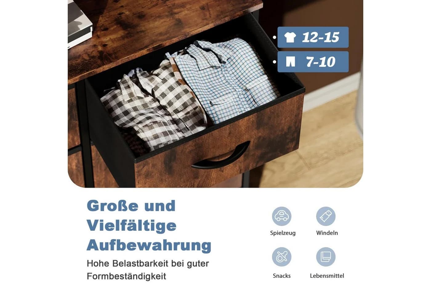 DUMOS Stauraumschrank Kommode mit Stoffschubladen - Bild 3