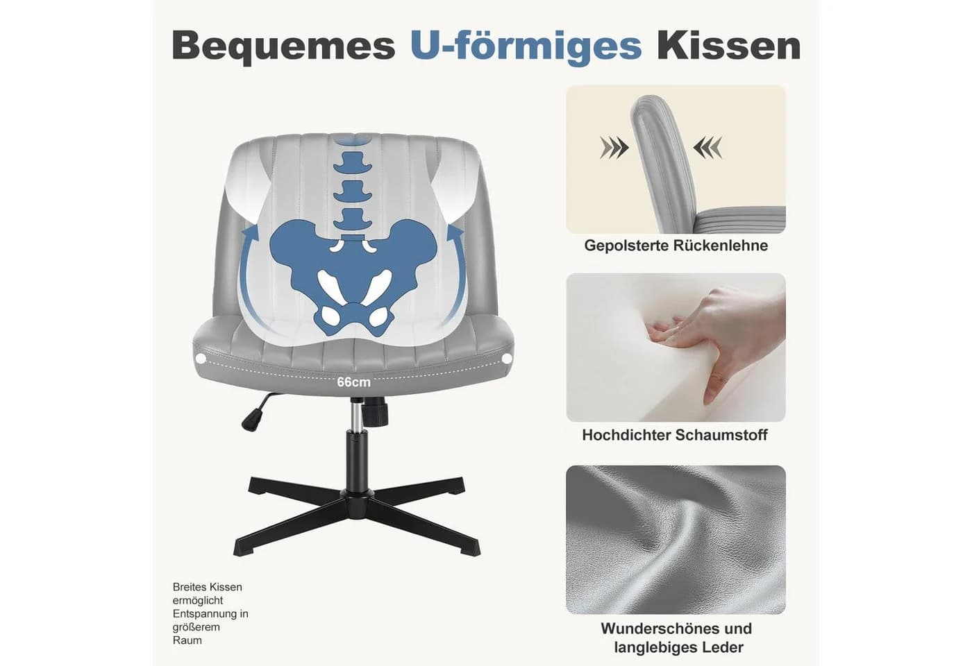 DUMOS Bürostuhl Ohne Armlehne Grau Criss Cross - Bild 5