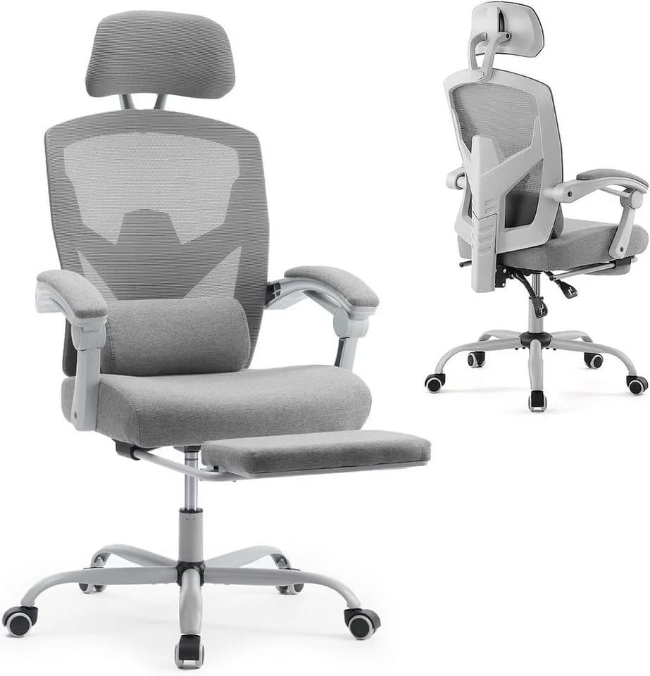DUMOS Bürostuhl Ergonomisch Schreibtischstuhl Komfortarmlehnen Fußstütze Office Chair, Höhenverstellbarer Sitz mit Fußstütze - Bild 2