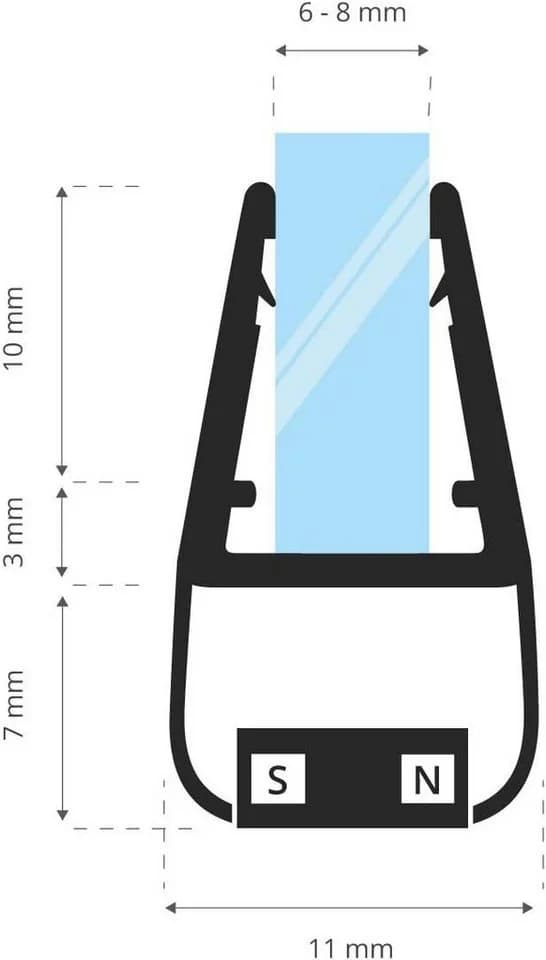 STEIGNER Magnetduschdichtung 200 cm Ersatzdichtung für Duschtür Glasstärke 6/7/8 mm