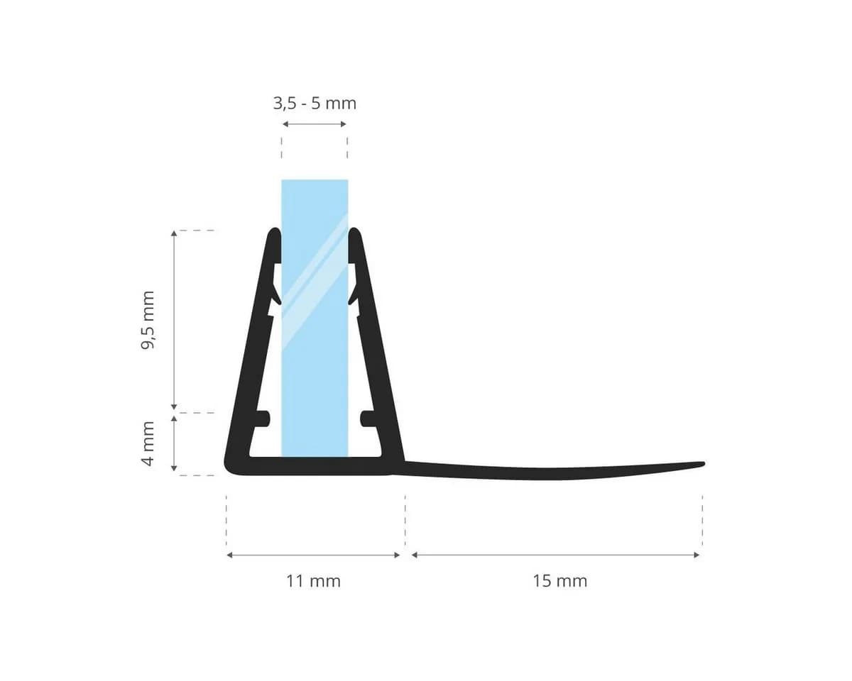 STEIGNER Duschdichtung 30cm Gerade PVC Ersatzdichtung für Dusche
