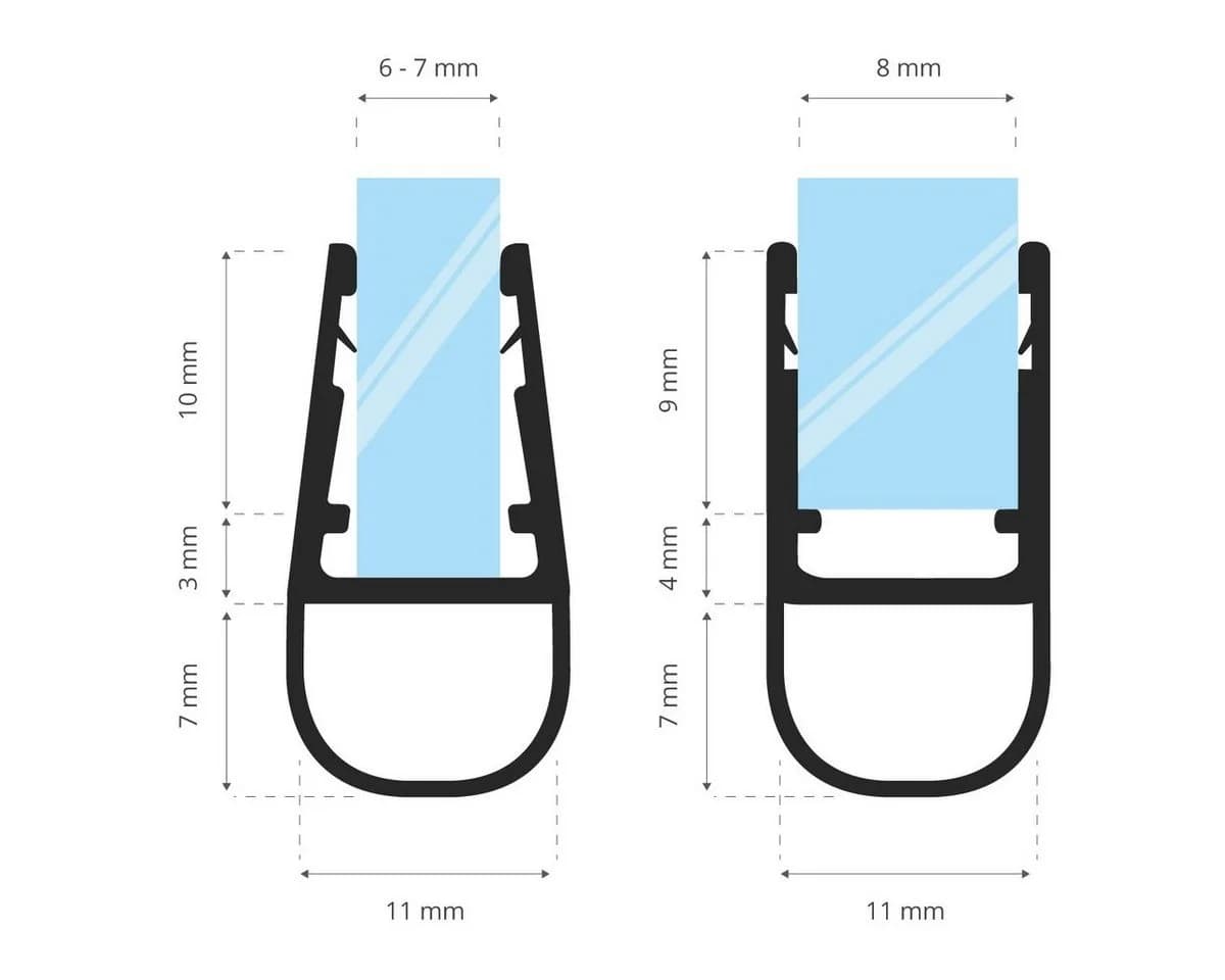STEIGNER Duschdichtung 30cm Gerade PVC Ersatzdichtung für Dusche, Glasstärke 6/7/8 mm