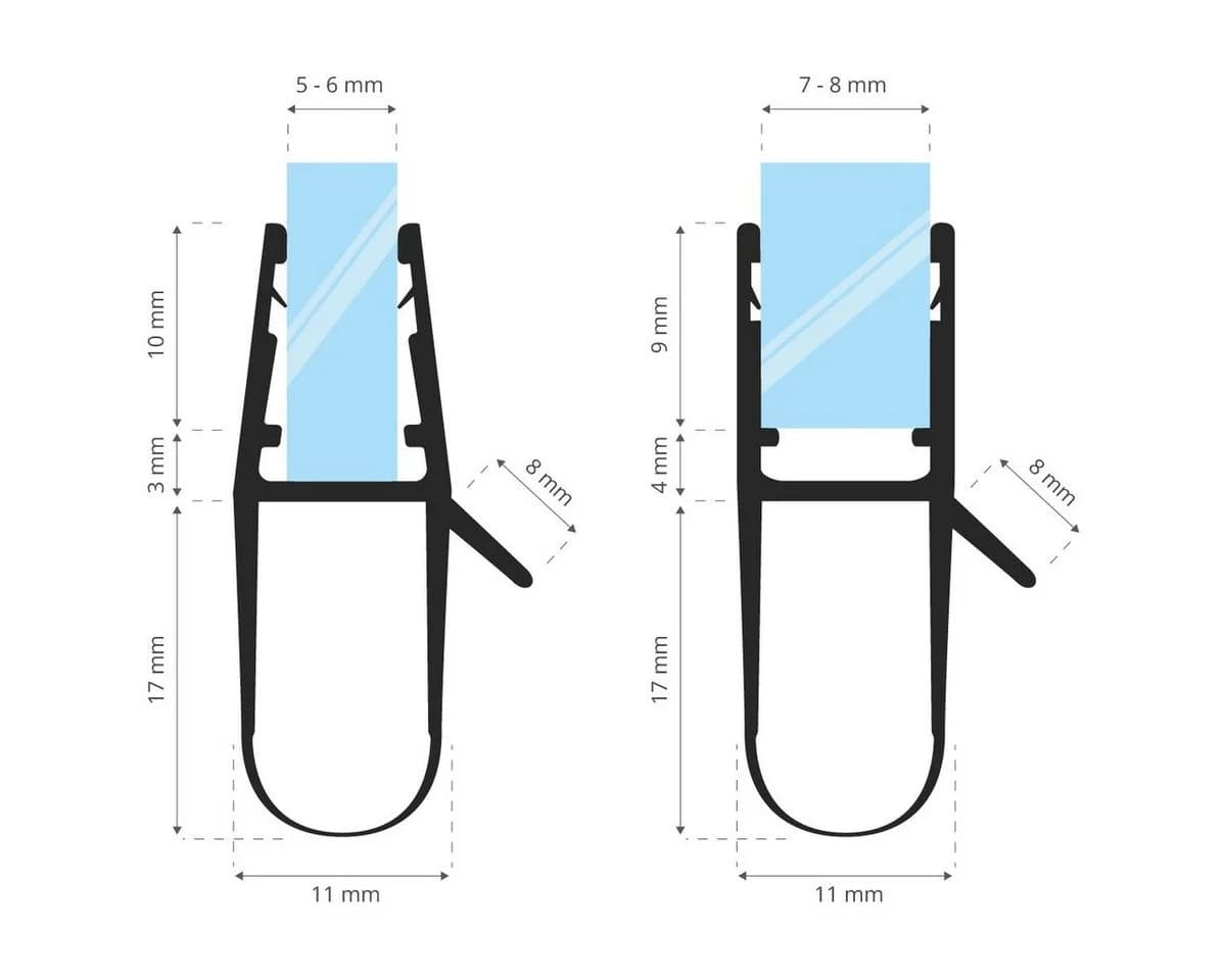 STEIGNER Duschdichtung 30cm Gerade PVC Ersatzdichtung für Dusche