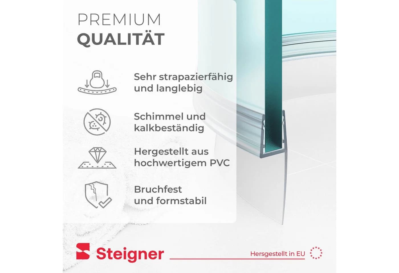 STEIGNER Gebogene Duschdichtung Transparent 30 cm - Bild 4