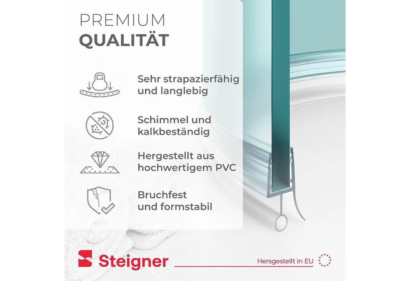 STEIGNER Duschdichtung gebogen UK08 30 cm transparent - Bild 5