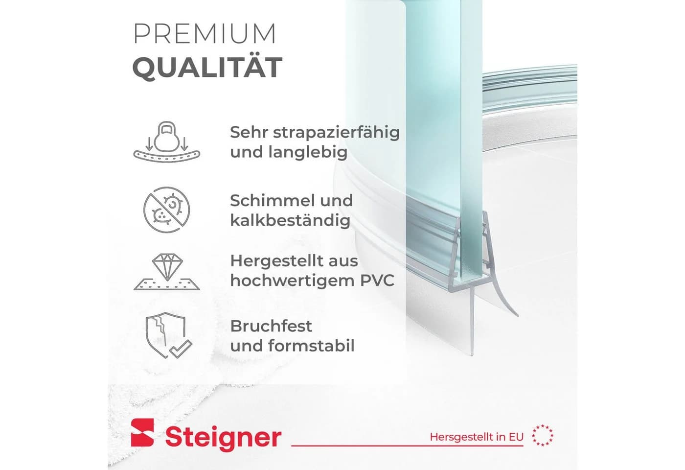 STEIGNER Duschdichtung 30cm Vorgebogene Ersatzdichtung für Runddusche - Bild 4