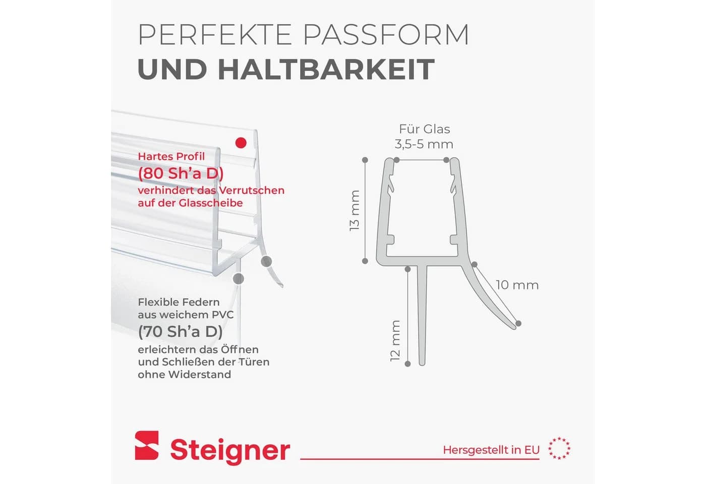 STEIGNER Duschdichtung 30cm Vorgebogene Ersatzdichtung für Runddusche - Bild 5