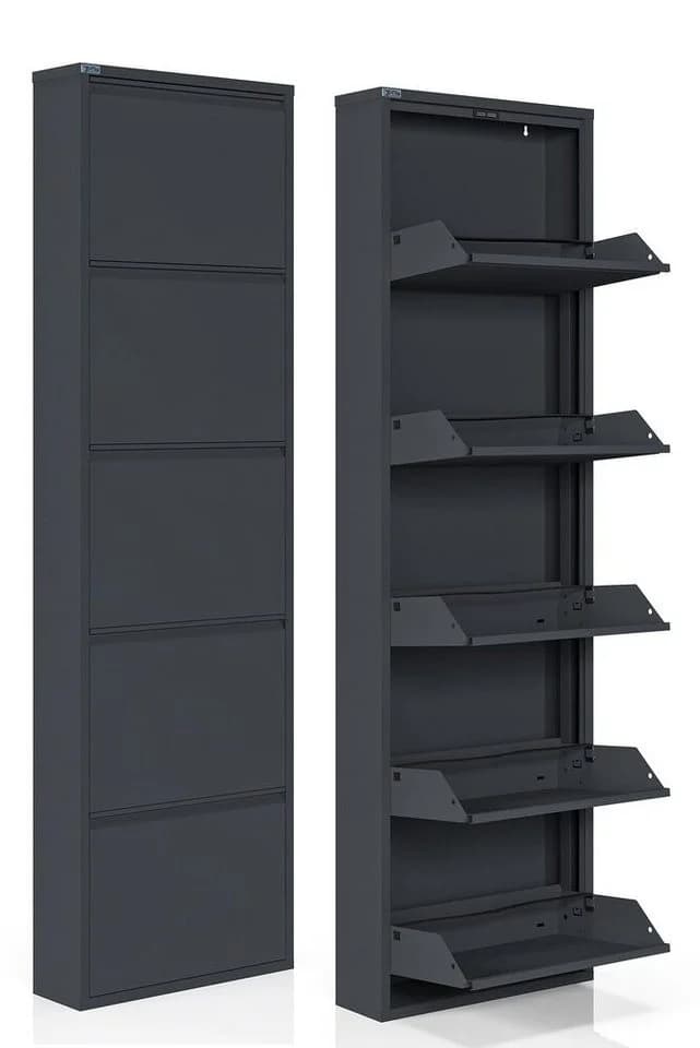 Kaufexpress Schuhschrank Metall 2-5 Klappen Anthrazit