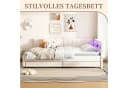 SeedWave Polsterbett Leinen Beige mit LED-Beleuchtung und Schubladen Bild 1