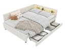 SeedWave Polsterbett Leinen Beige mit LED-Beleuchtung und Schubladen Bild 2