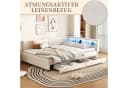 SeedWave Polsterbett Leinen Beige mit LED-Beleuchtung und Schubladen Bild 3