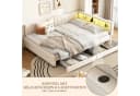 SeedWave Polsterbett Leinen Beige mit LED-Beleuchtung und Schubladen Bild 4