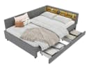 SeedWave Polsterbett Grau mit LED und Schubladen Bild 2