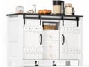 SeedWave Buffet Retro Küchenschrank 120cm Sideboard mit 2 Schiebetüren, Schubladen, Kippschutz-Set Bild 2