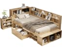 SeedWave Holzbett mit USB-/Kabelloser Ladefunktion & Stauraum Bild 2