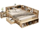 SeedWave Holzbett mit USB-Ladefunktion & Stauraum Bild 2