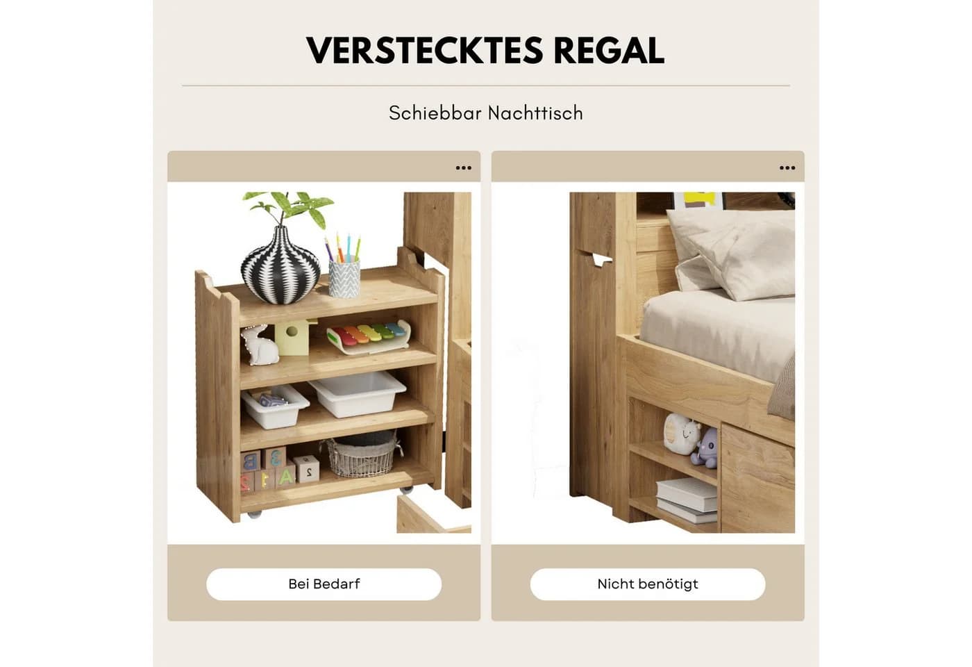 SeedWave Holzbett mit USB-Ladefunktion & Stauraum - Bild 5
