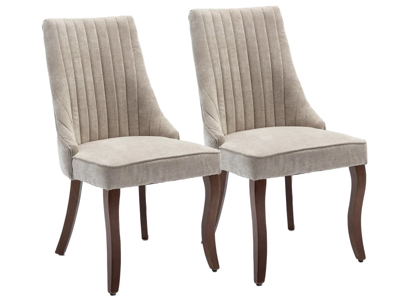 SeedWave Esszimmerstuhl Chenille 2er-Set Beige mit verstellbaren Fußpads - Bild 2
