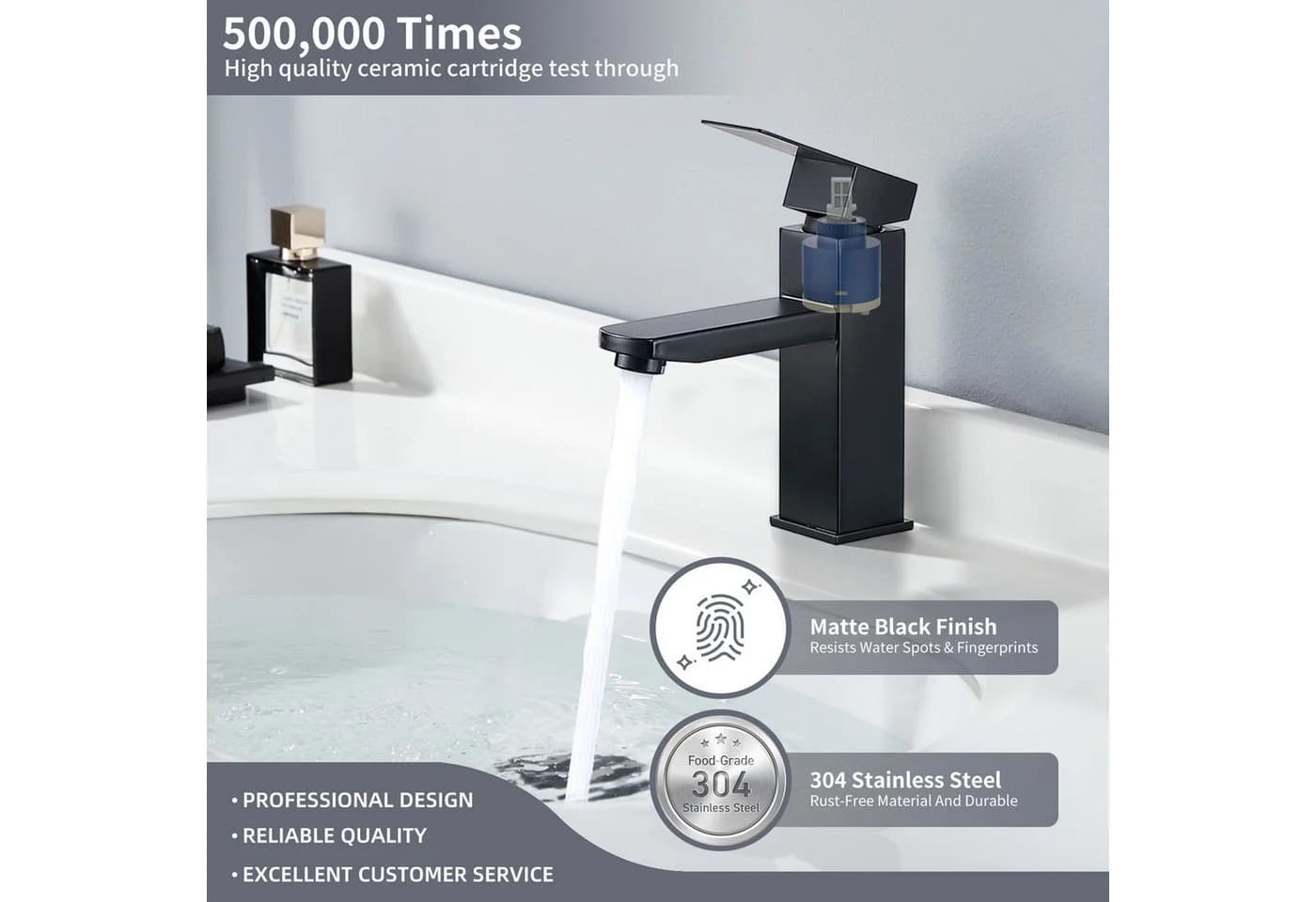 HOMELODY Waschtischarmatur Schwarz Pop-Up Ablaufventil Universal Siphon