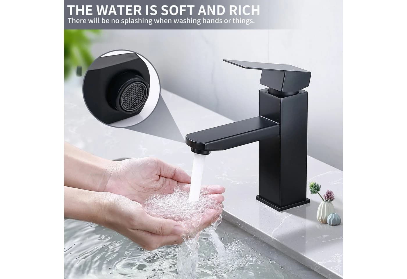 HOMELODY Waschtischarmatur Schwarz Pop-Up Ablaufventil Universal Siphon - Bild 4