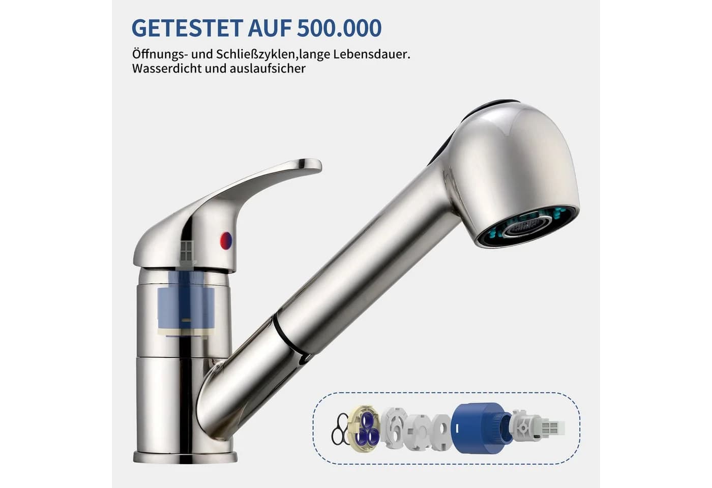 HOMELIVE Küchenarmatur Hochdruck Wasserhahn 180° Spültischarmatur Ausziehbar Mischbatterie Dual-Spülbrause Gebürstet - Bild 5