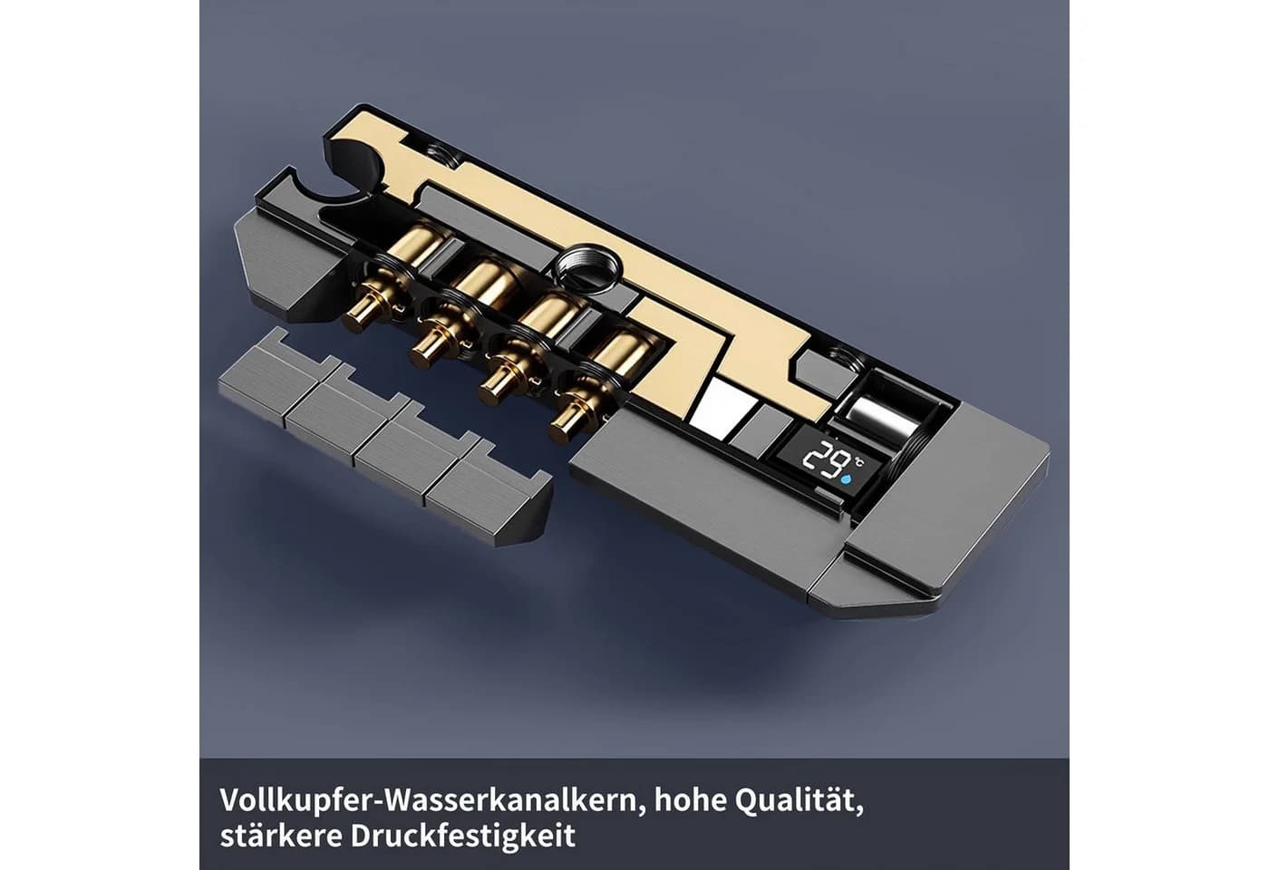 HOMELODY Duschsystem mit Thermostat und Glasablage 4 Strahlarten Schwarz - Bild 3