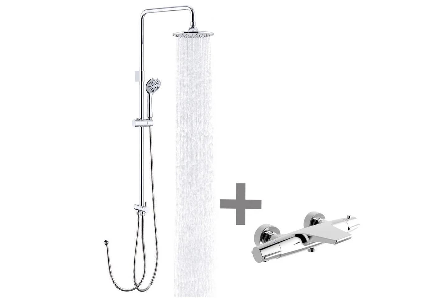 HOMELODY Duschsystem mit Konstanttemperatur & Wasserfall Badzubehör Chrom - Bild 2