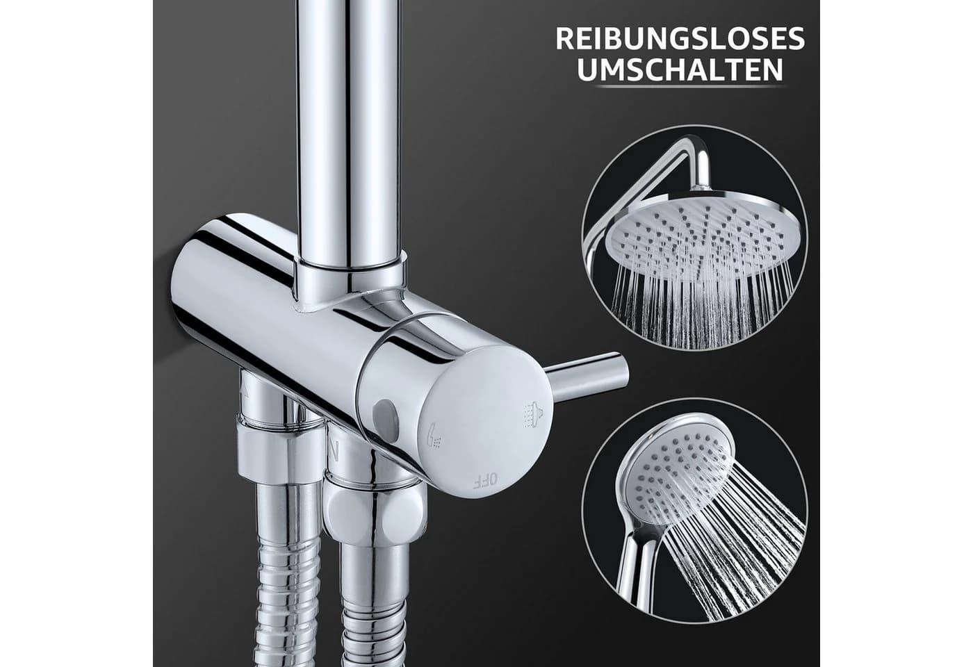 HOMELODY Duschsystem mit Konstanttemperatur & Wasserfall Badzubehör Chrom - Bild 5