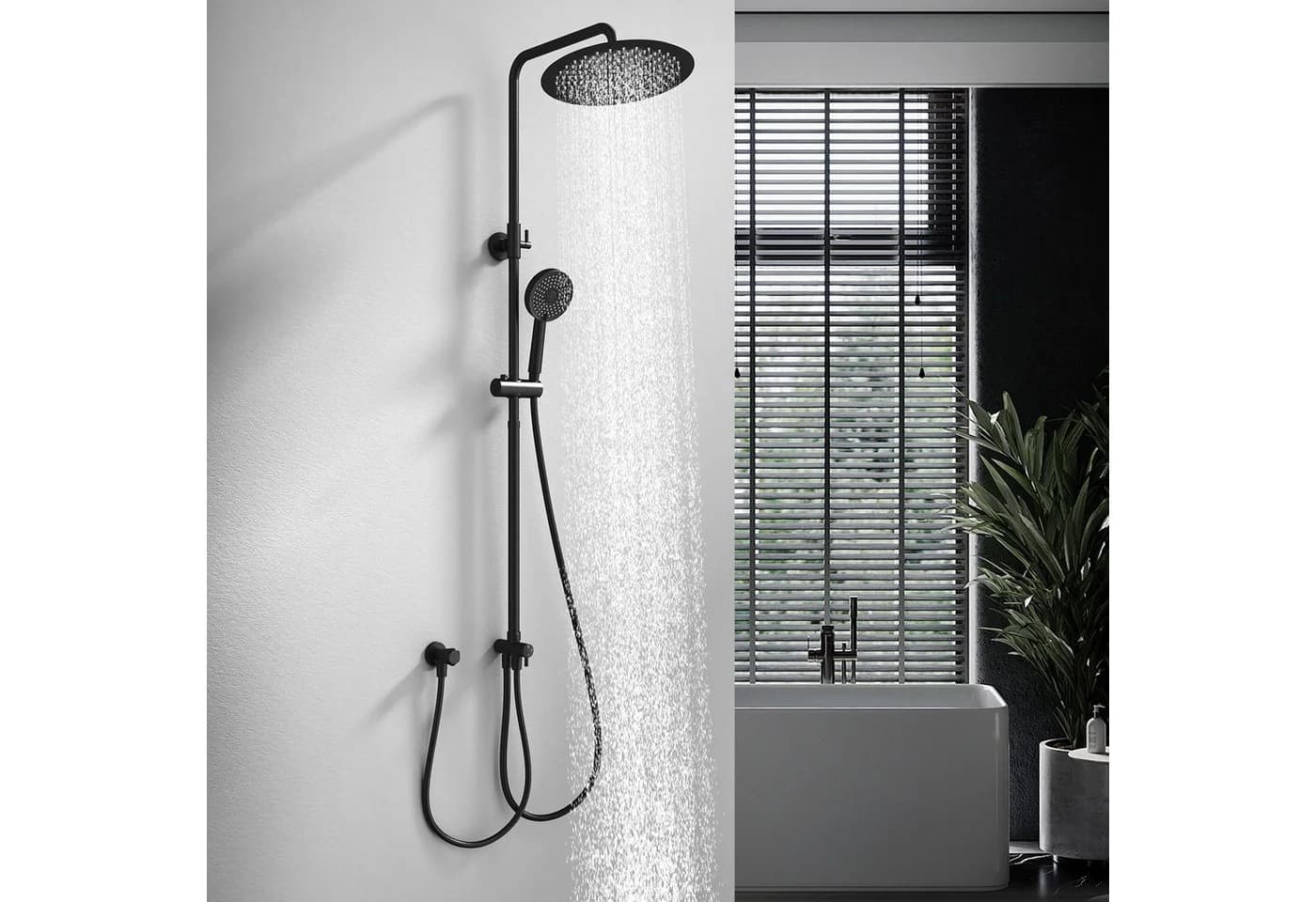 HOMELODY Duschsystem 300mm Regendusche Edelstahl Schwarz - Bild 2