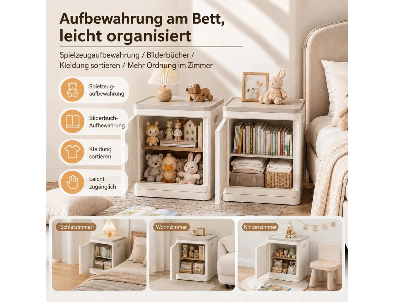 PLANEXPERT Stapelbarer Aufbewahrungsschrank mit Tür Beige/Weiß - Bild 5