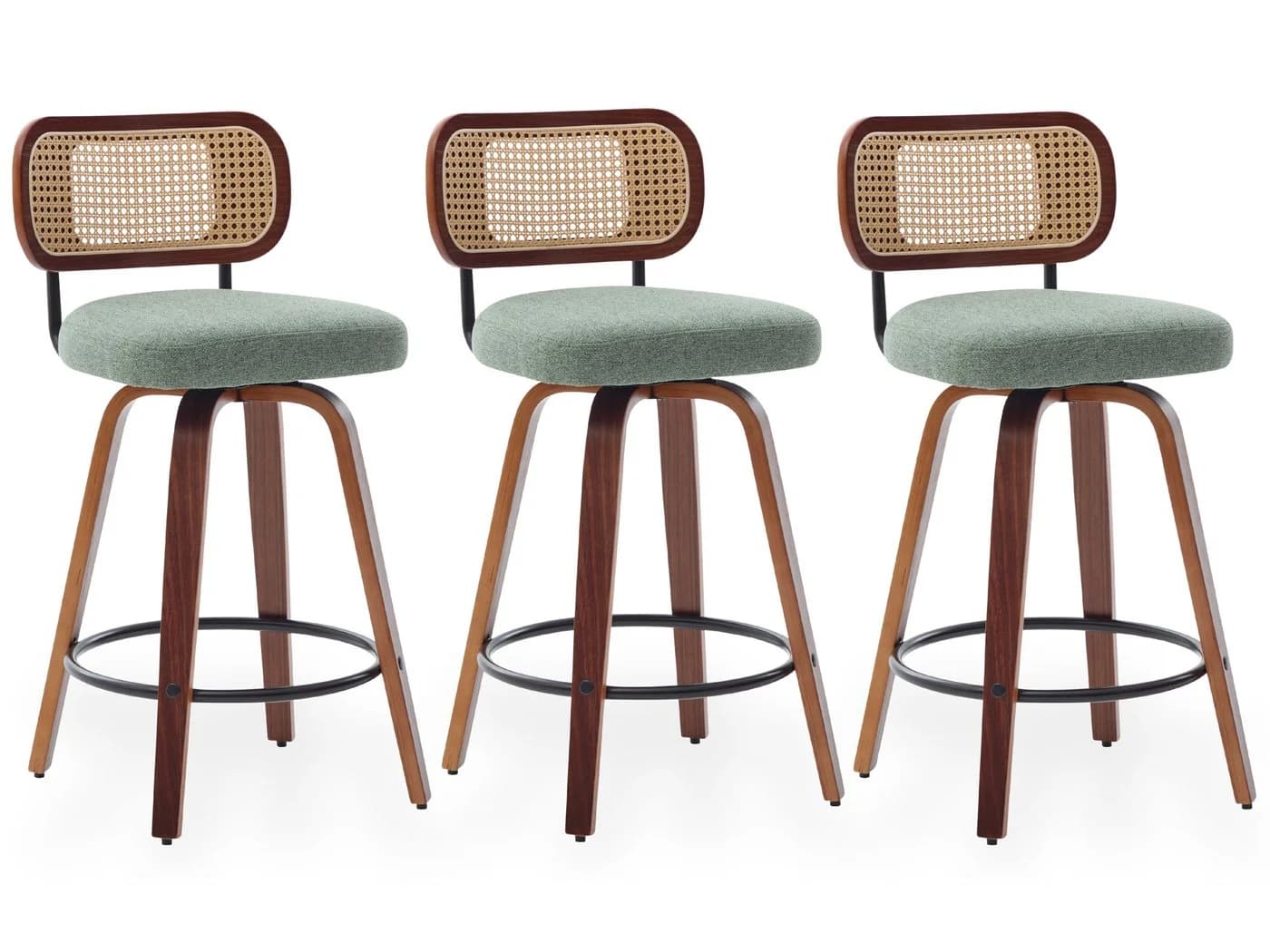 SeedWave Barhocker 3er-Set mit Drehfunktion und PE-Rattan-Lehne - Bild 2