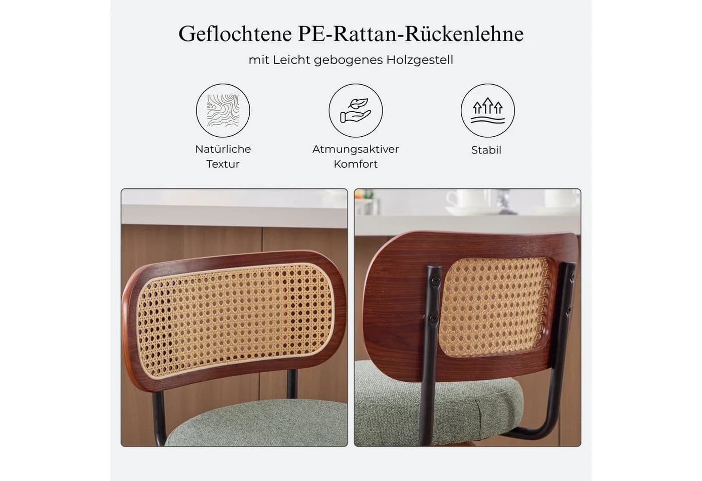 SeedWave Barhocker 3er-Set mit Drehfunktion und PE-Rattan-Lehne - Bild 5