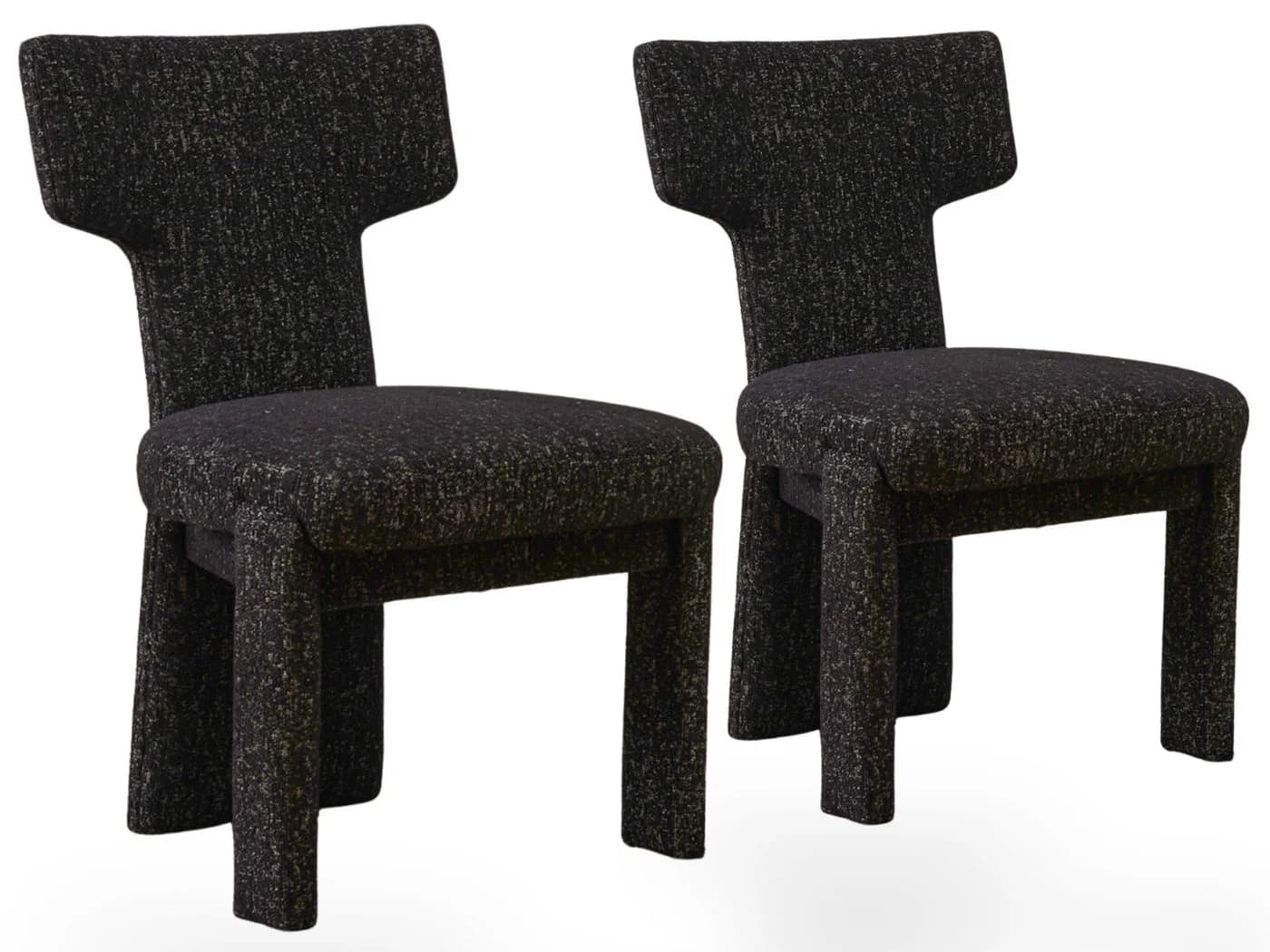 SeedWave Esszimmerstuhl 2er-Set Schwarz Chenille T-Rückenlehne - Bild 2