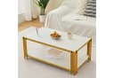 Fine Life Pro Couchtisch Rechteckig Marmoroptik Metallbeine Weiß-Gold Bild 4