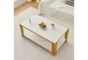 Fine Life Pro Couchtisch Rechteckig Marmoroptik Metallbeine Weiß-Gold Bild 5